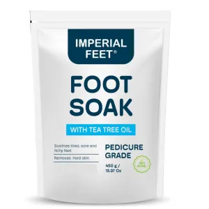 Epsom Salt Foot Soak w Tea Tree for Foot Bath (PEDICURE GRADE) - Toenail Repair, and Fungus Athletes Foot, Softens Calluses, Tired Feet, Nail Discoloration Foot Soak Salts, Smelly Foot Therapy16oz