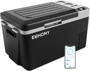 EUHOMY 12 Volt Refrigerator, 24QT(23L) Electric Cooler, Car Fridge APP Control, Car Refrigerator 12/24V DC 110-240V AC, Portable Freezer Usable Battery for Camping, Travel, Truck, Outdoor