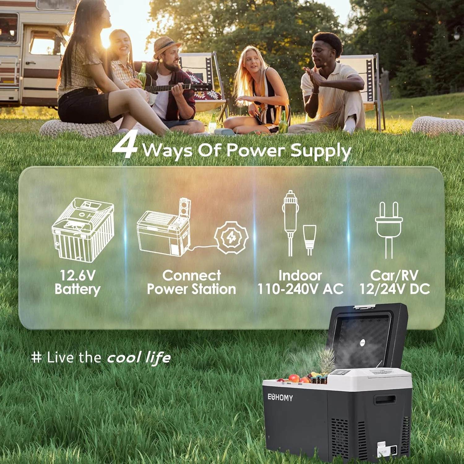 EUHOMY 12 Volt Refrigerator, 24QT(23L) Electric Cooler, Car Fridge APP Control, Car Refrigerator 12/24V DC 110-240V AC, Portable Freezer Usable Battery for Camping, Travel, Truck, Outdoor