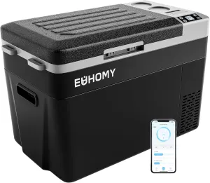 EUHOMY 12 Volt Refrigerator, 32QT(30L) Electric Cooler, Car Fridge APP Control, Car Refrigerator 12/24V DC 110-240V AC, Portable Freezer Usable Battery for Camping, Travel, Truck, Outdoor