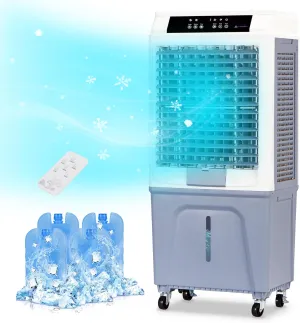 Evaporative Air Cooler,3880CFM Swamp Cooler With 10.6 Gal Tank, 43" Portable Evaporative Cooler With Remote,12H Timer,4 Ice Pack,Oscillation,3 Speeds,3 In 1 Cooling Fan for Garage,Patio,Basement