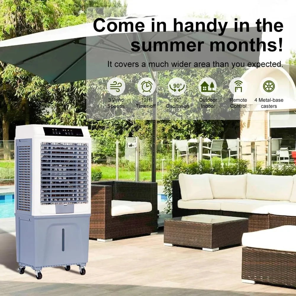 Evaporative Air Cooler,3880CFM Swamp Cooler With 10.6 Gal Tank, 43" Portable Evaporative Cooler With Remote,12H Timer,4 Ice Pack,Oscillation,3 Speeds,3 In 1 Cooling Fan for Garage,Patio,Basement