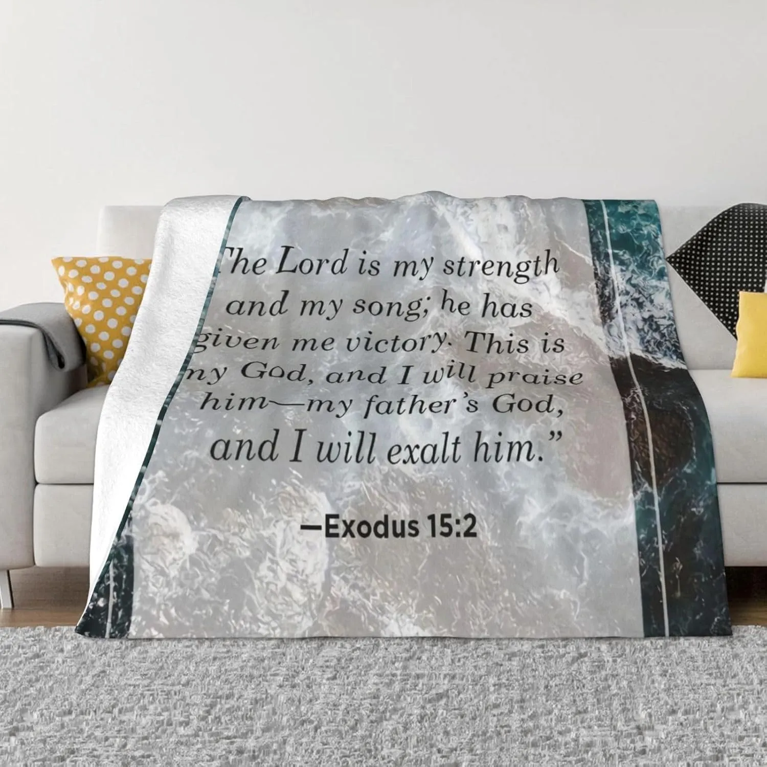 Exodus 15 ：2 60"X50" Flannel Blanket - 100% Soft Polyester, Lightweight and Warm, Suitable for Families, Camping, Travel