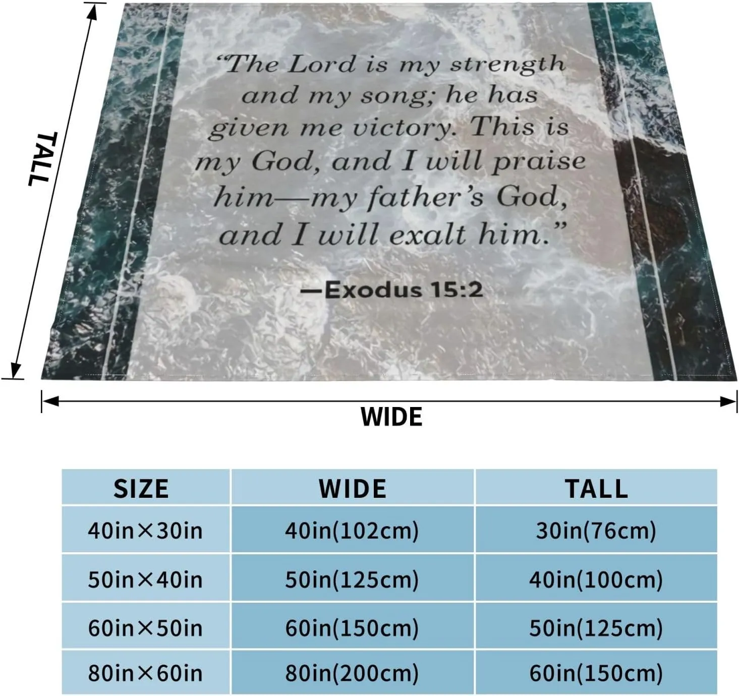 Exodus 15 ：2 60"X50" Flannel Blanket - 100% Soft Polyester, Lightweight and Warm, Suitable for Families, Camping, Travel