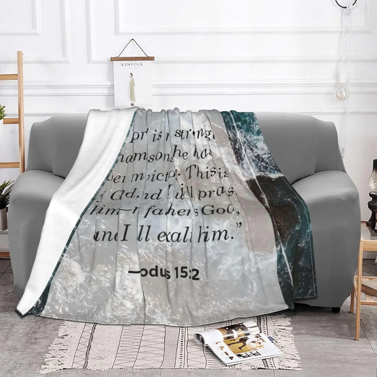 Exodus 15 ：2 60"X50" Flannel Blanket - 100% Soft Polyester, Lightweight and Warm, Suitable for Families, Camping, Travel