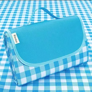 Extra Large Picnic Blanket Beach Blankets, Outdoor Foldable Waterproof Sand Mat for Beach Camping Hiking Travel Family Concerts Grass Park Music Festival Lawn Mats (Blue, 80x60inch)