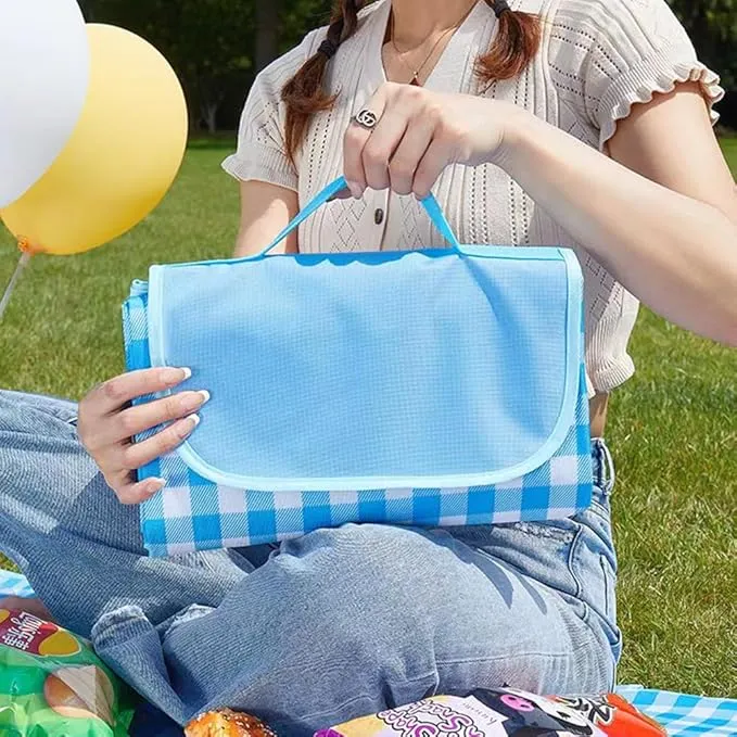 Extra Large Picnic Blanket Beach Blankets, Outdoor Foldable Waterproof Sand Mat for Beach Camping Hiking Travel Family Concerts Grass Park Music Festival Lawn Mats (Blue, 80x60inch)