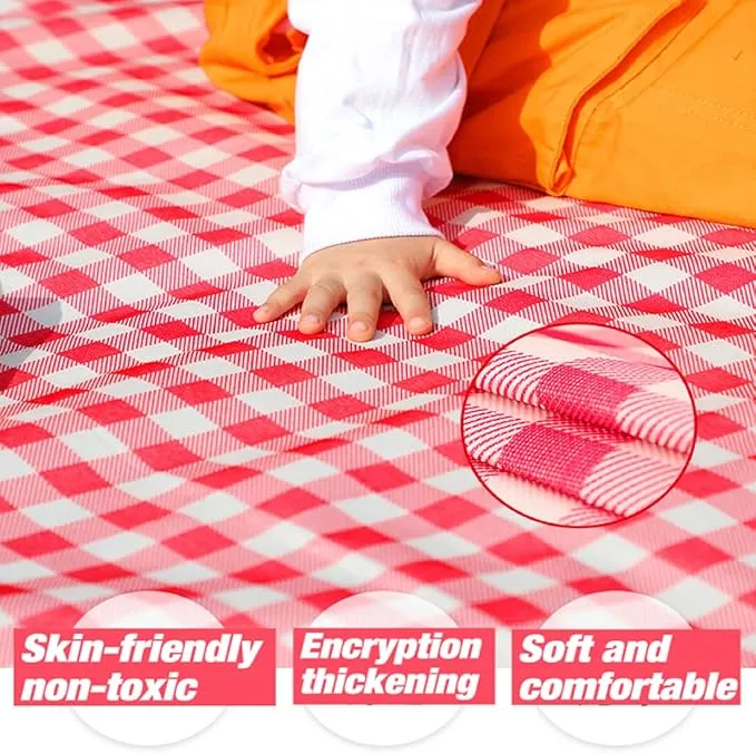 Extra Large Picnic Blanket Beach Blankets, Outdoor Foldable Waterproof Sand Mat for Beach Camping Hiking Travel Family Concerts Grass Park Music Festival Lawn Mats (Red, 80x80inch)