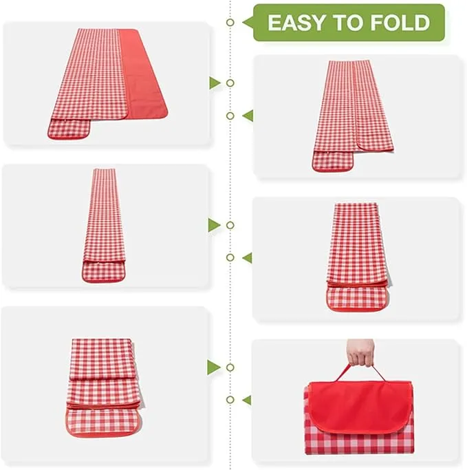 Extra Large Picnic Blanket Beach Blankets, Outdoor Foldable Waterproof Sand Mat for Beach Camping Hiking Travel Family Concerts Grass Park Music Festival Lawn Mats (Red, 80x80inch)