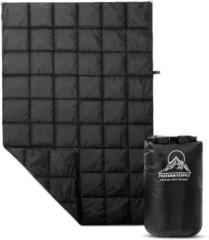 Extra Puffy Outdoor Camping Blanket - Warm and Waterproof Outdoor Blanket for Cold Weather, Camping, Stadium, Backpacking, Travel, and Hammock - Alternative Down Blanket