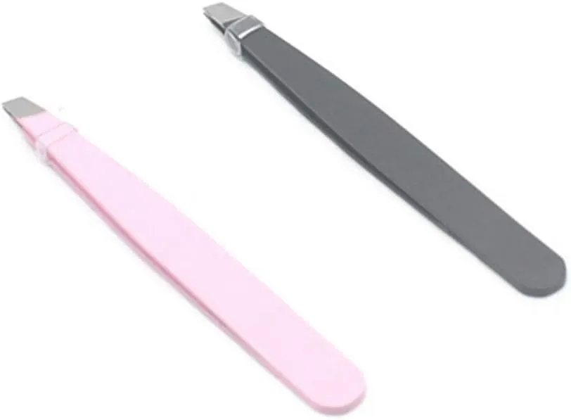Eyebrow Grooming Beauty Tool ， Trimmer ，1Pc Black Color Eyebrow Tweezer Hair Beauty Slanted Puller Stainless Steel Eye Brow Clips Hair Removal Makeup Tool Pink(Black)