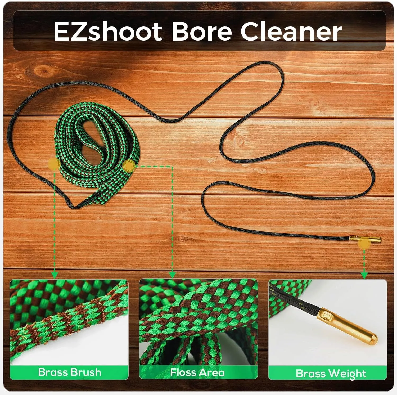EZshoot Bore Cleaner, Gun Cleaner for .223 5.56mm/.22/9mm/.380/12 GA/.30/.308/.44 Cal and Others More Calibers, Reusable and Compact Bore Cleaner