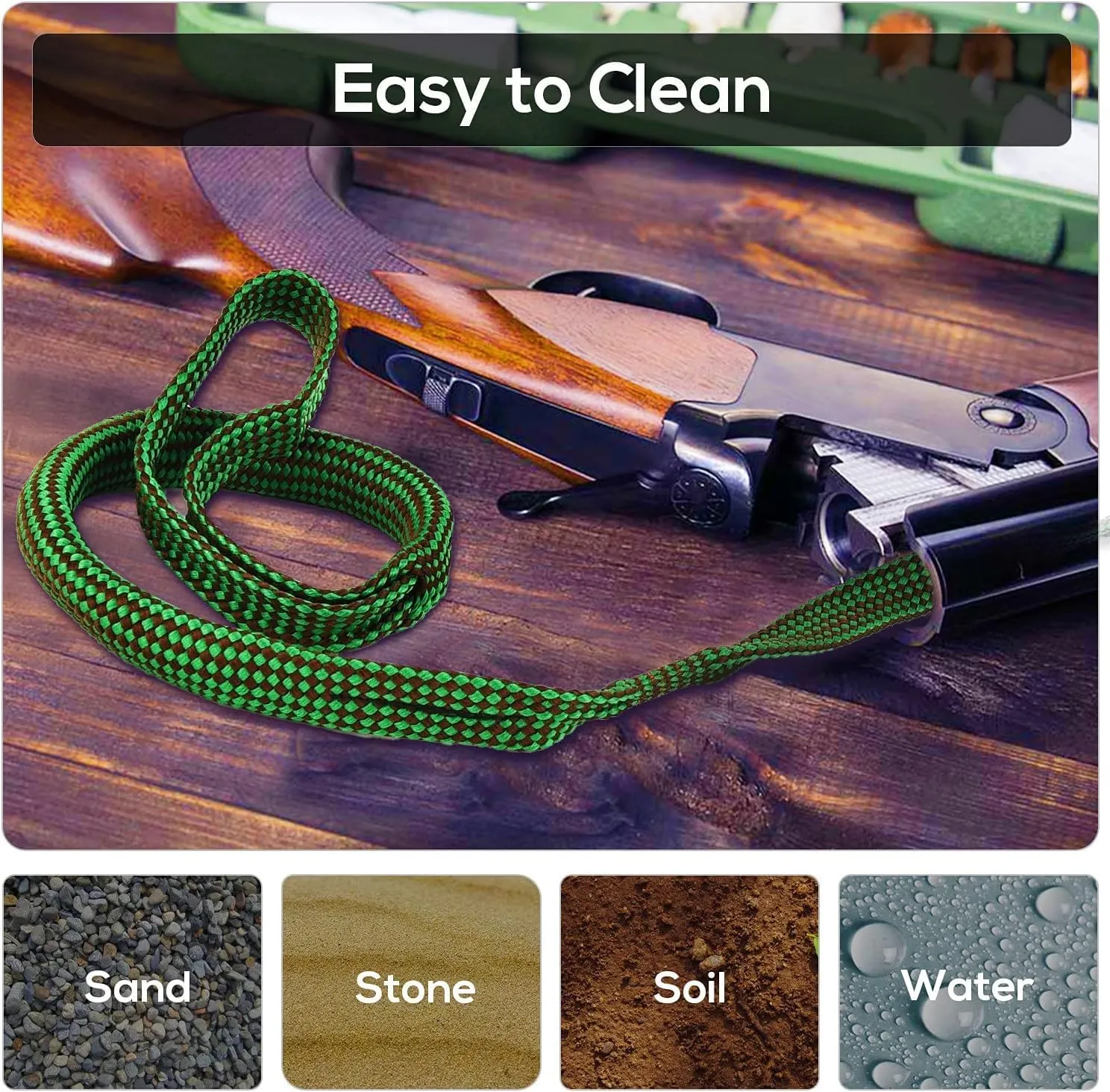 EZshoot Bore Cleaner, Gun Cleaner for .223 5.56mm/.22/9mm/.380/12 GA/.30/.308/.44 Cal and Others More Calibers, Reusable and Compact Bore Cleaner