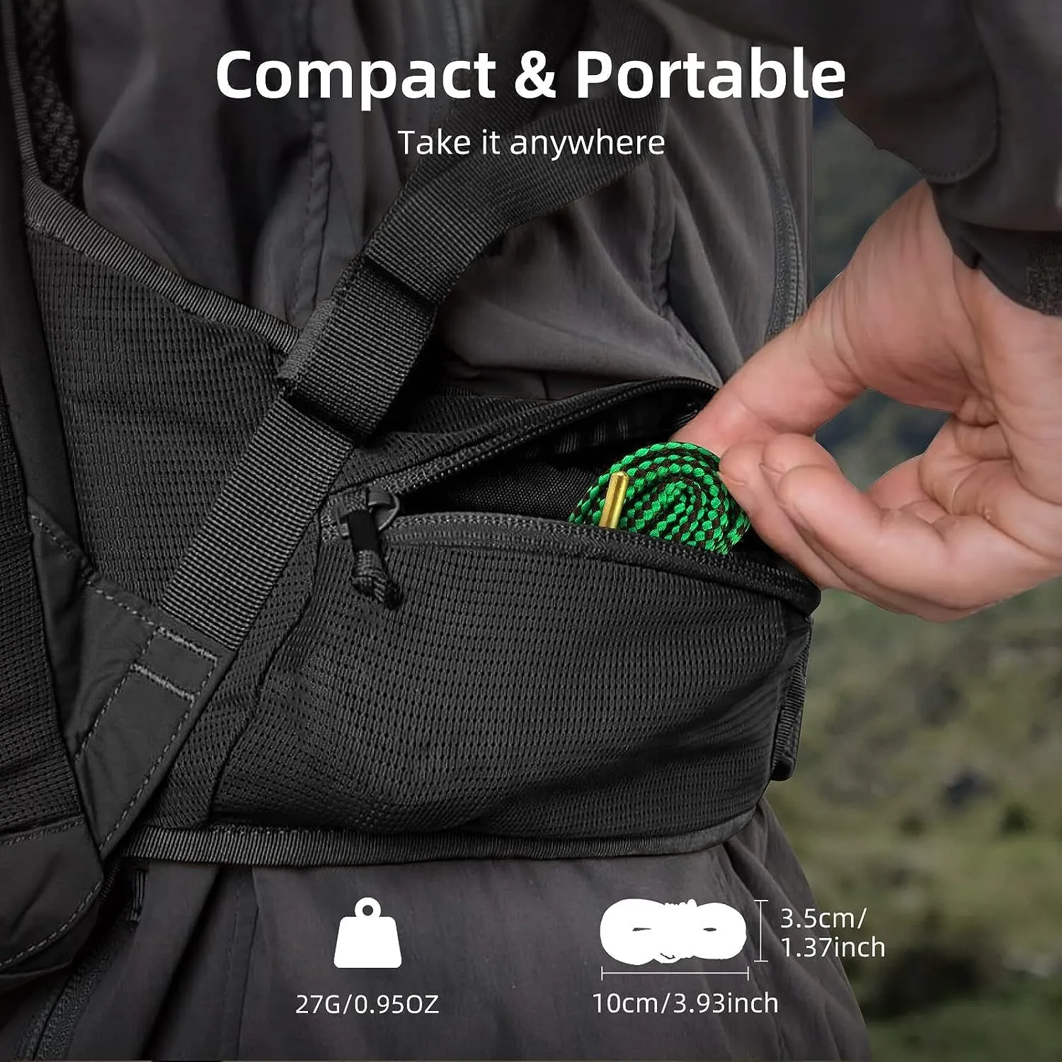 EZshoot Bore Cleaner, Gun Cleaner for .223 5.56mm/.22/9mm/.380/12 GA/.30/.308/.44 Cal and Others More Calibers, Reusable and Compact Bore Cleaner