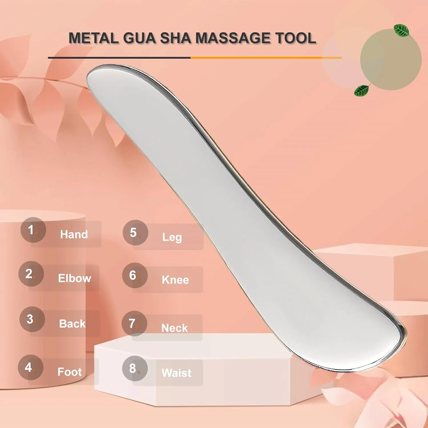 Face & Body Massager - Stainless Steel Guasha Set for Wrinkle Reduction, Chin Lift & Skin Tightening (Silver)