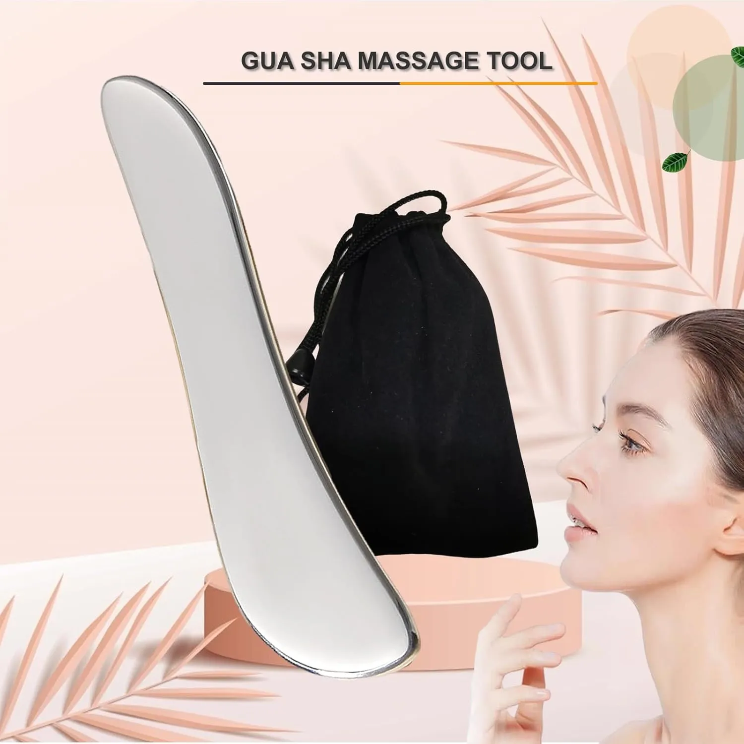 Face & Body Massager - Stainless Steel Guasha Set for Wrinkle Reduction, Chin Lift & Skin Tightening (Silver)