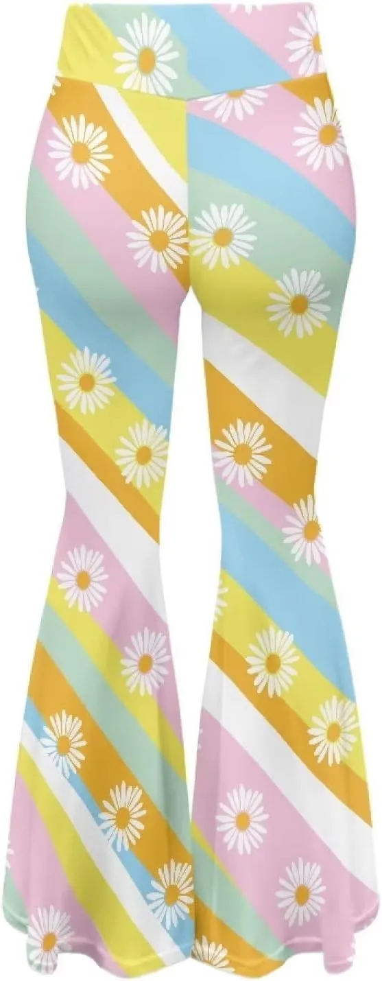 Fashion Classic Graphic Bell Bottom Pants Comfy Soft Slim Fit High Waist Flared Yoga Trousers
