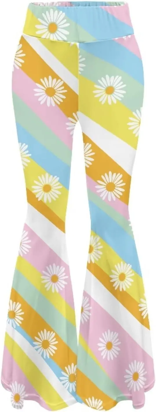 Fashion Classic Graphic Bell Bottom Pants Comfy Soft Slim Fit High Waist Flared Yoga Trousers