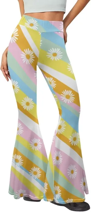 Fashion Classic Graphic Bell Bottom Pants Comfy Soft Slim Fit High Waist Flared Yoga Trousers