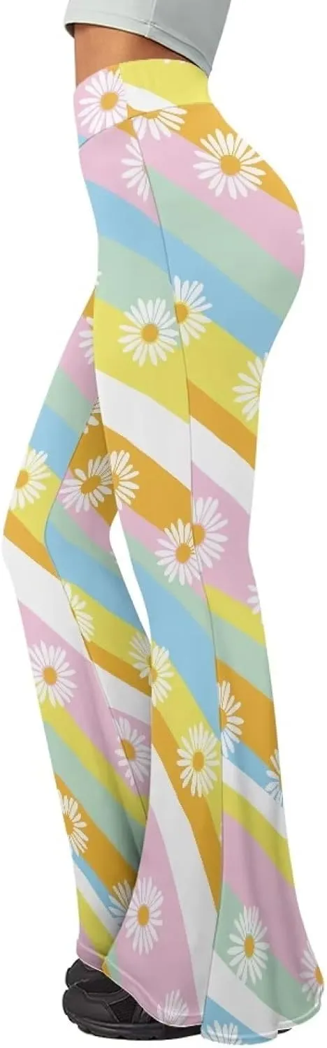 Fashion Classic Graphic Bell Bottom Pants Comfy Soft Slim Fit High Waist Flared Yoga Trousers