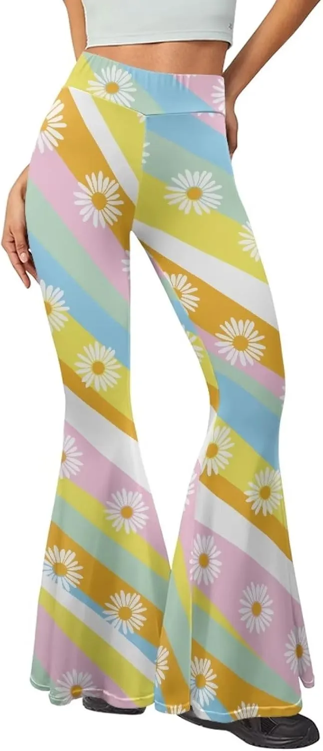 Fashion Classic Graphic Bell Bottom Pants Comfy Soft Slim Fit High Waist Flared Yoga Trousers