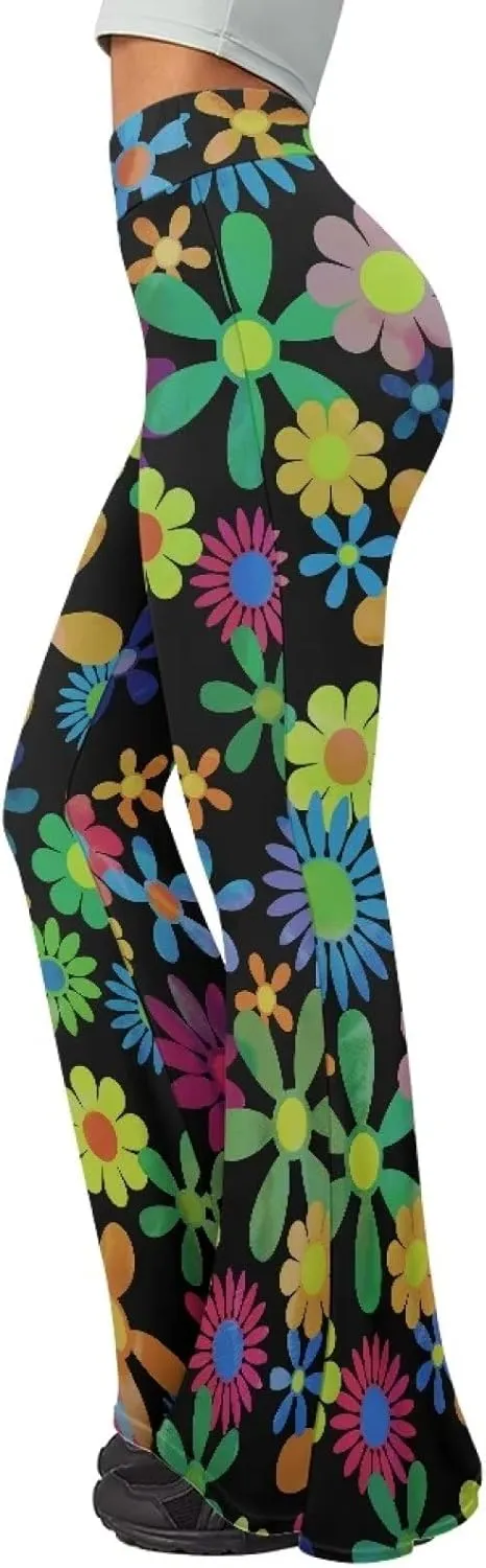 Fashion Classic Graphic Bell Bottom Pants Comfy Soft Slim Fit High Waist Flared Yoga Trousers