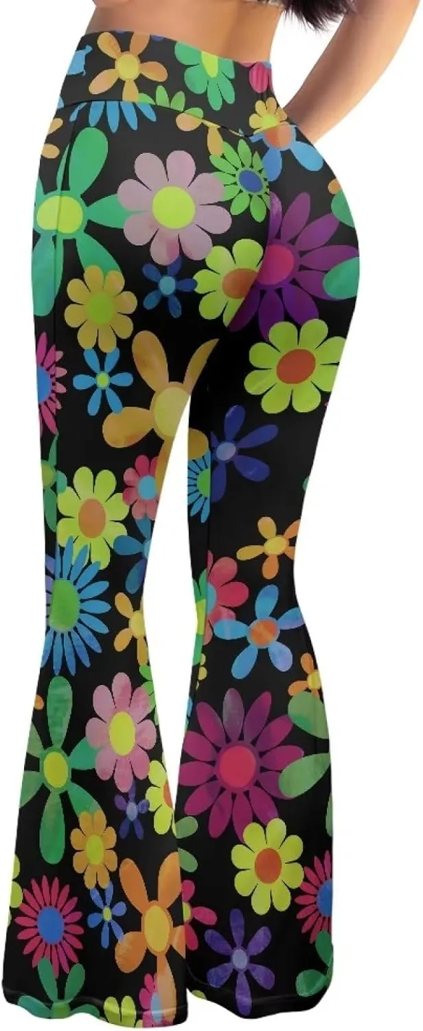 Fashion Classic Graphic Bell Bottom Pants Comfy Soft Slim Fit High Waist Flared Yoga Trousers