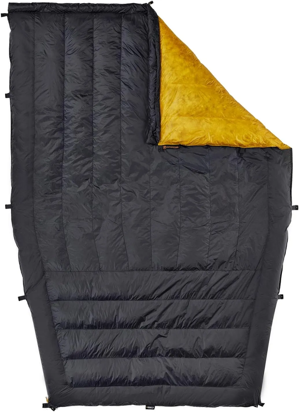 Featherstone Moondance 25 850 Fill Power Down Top Quilt Mummy Sleeping Bag Alternative for Ultralight Backpacking Camping and Thru-Hiking Color: Grey/Gold