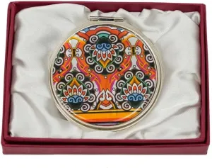 February Mountain Elegant Butterfly and Floral Mother of Pearl Compact Mirror, Dual Magnification (1X & 2.5X) – Lightweight Travel Makeup Mirror in Gift Box (Paisley)