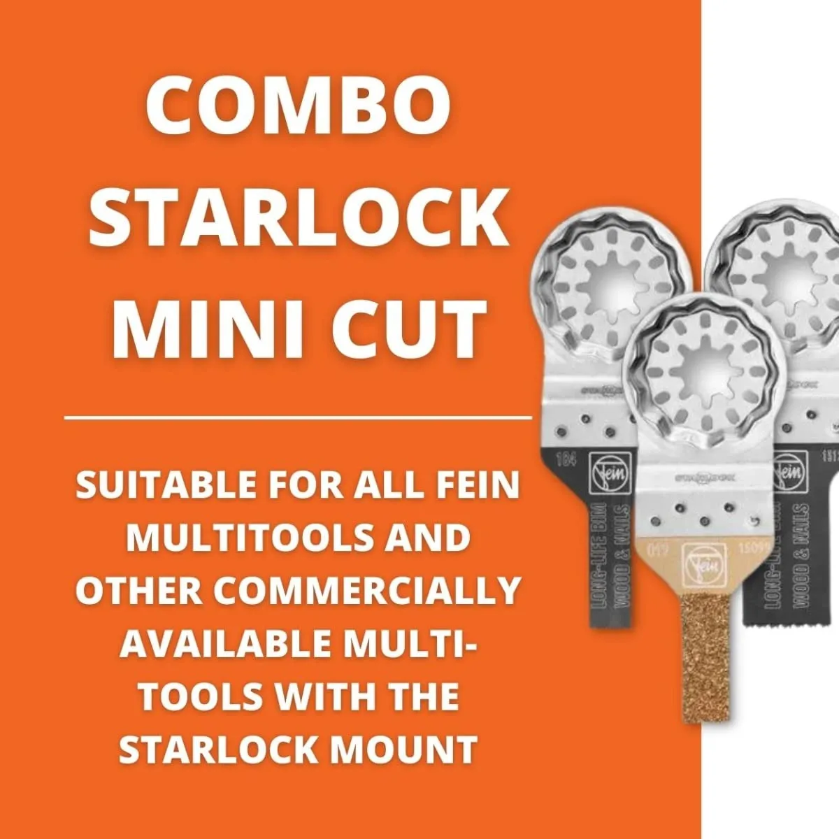 Fein Combo Starlock Mini Cut Saw Blade Set - 3-Piece Kit for Precision Cutting in in Narrow Areas, Includes (2) E-Cut Long Life, (1) Carbide File - 35222967090