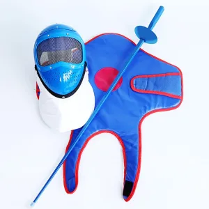 Fencing Training Set for Kids - 3-Piece Foil, Mask & Chest Protector, Lightweight Safe Gear, Sound Sensor, Adjustable for Beginners