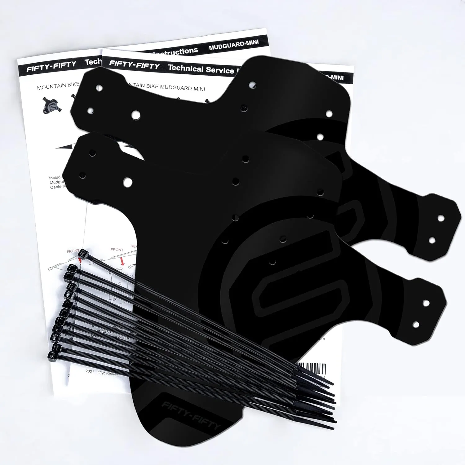 FIFTY-FIFTY Mountain Bike Fender, MTB Mudguard, Front and Rear Compatible Bicycle Mudguard, Fits 26", 27.5", 29", Plus Size and Fat Bike Wheel Sizes