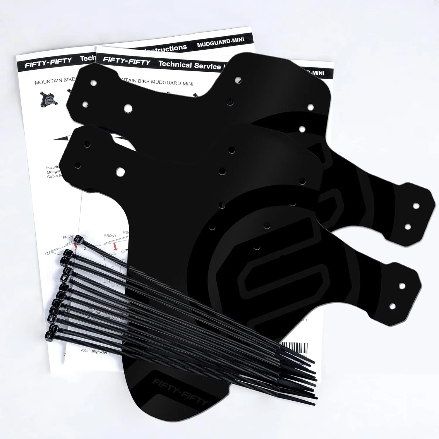 FIFTY-FIFTY Mountain Bike Fender, MTB Mudguard, Front and Rear Compatible Bicycle Mudguard, Fits 26", 27.5", 29", Plus Size and Fat Bike Wheel Sizes