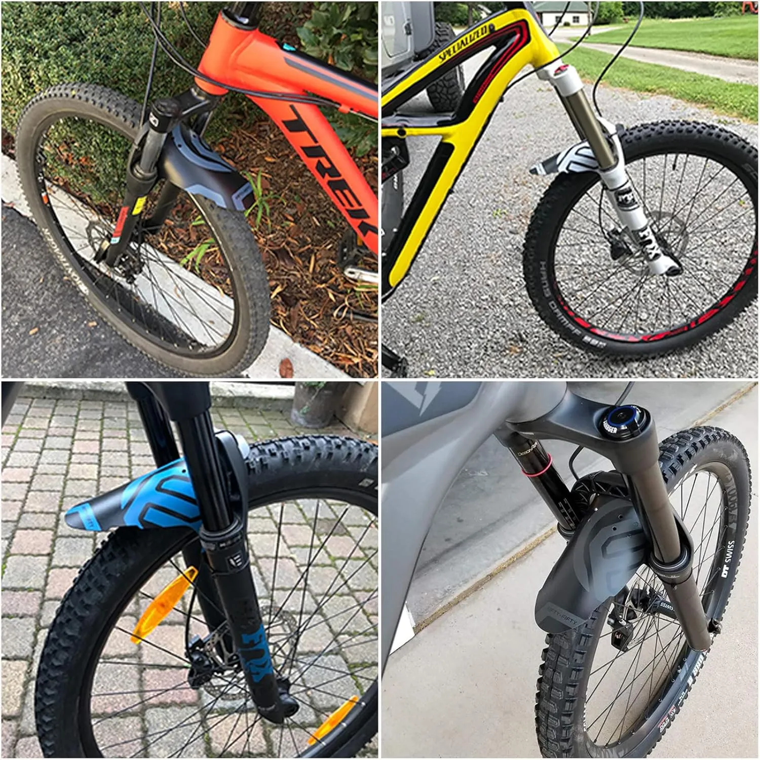 FIFTY-FIFTY Mountain Bike Fender, MTB Mudguard, Front and Rear Compatible Bicycle Mudguard, Fits 26", 27.5", 29", Plus Size and Fat Bike Wheel Sizes