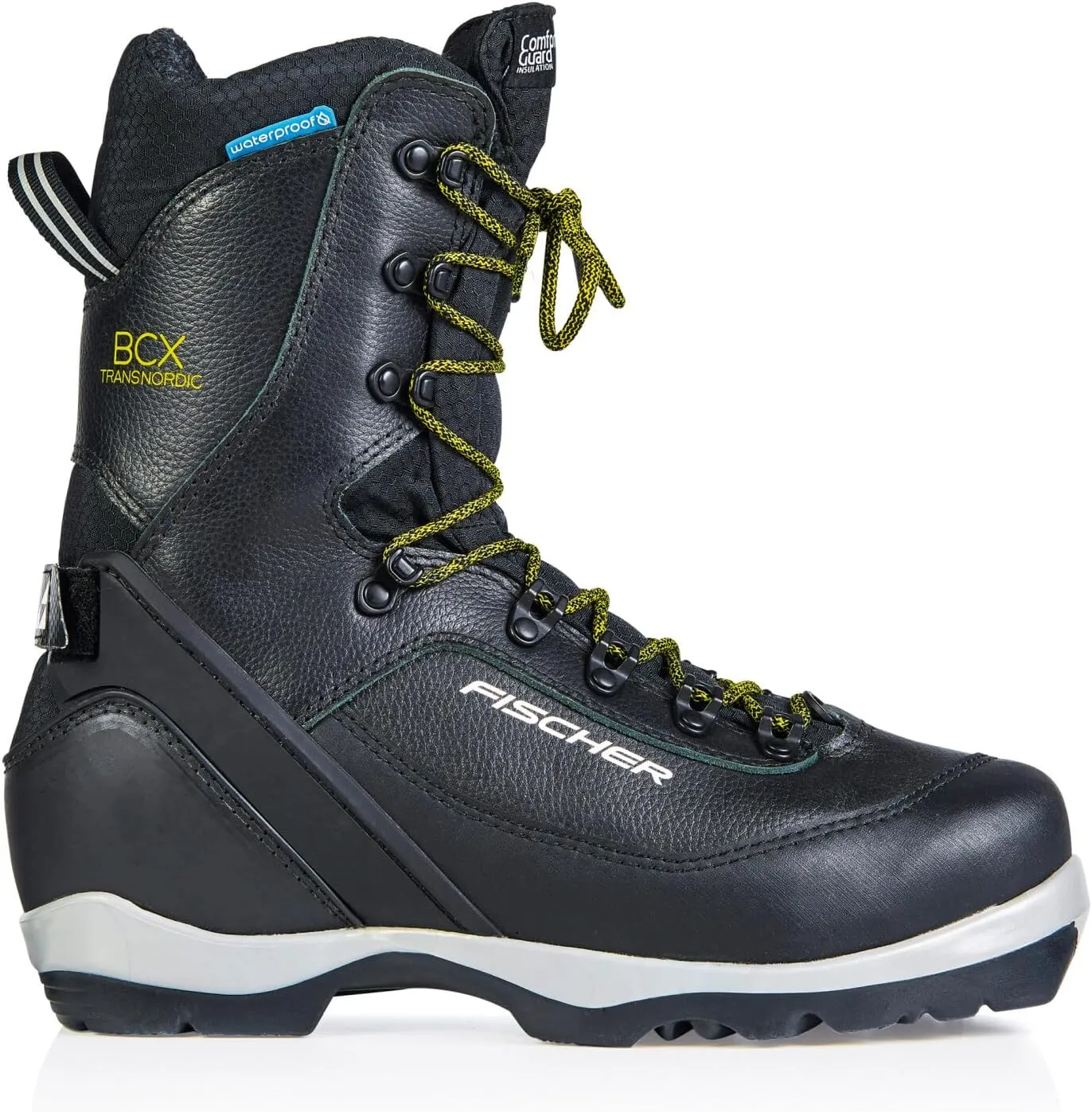 Fischer BCX Transnordic Waterproof Breathable Leather Upper Nordic Ski Boots, Black