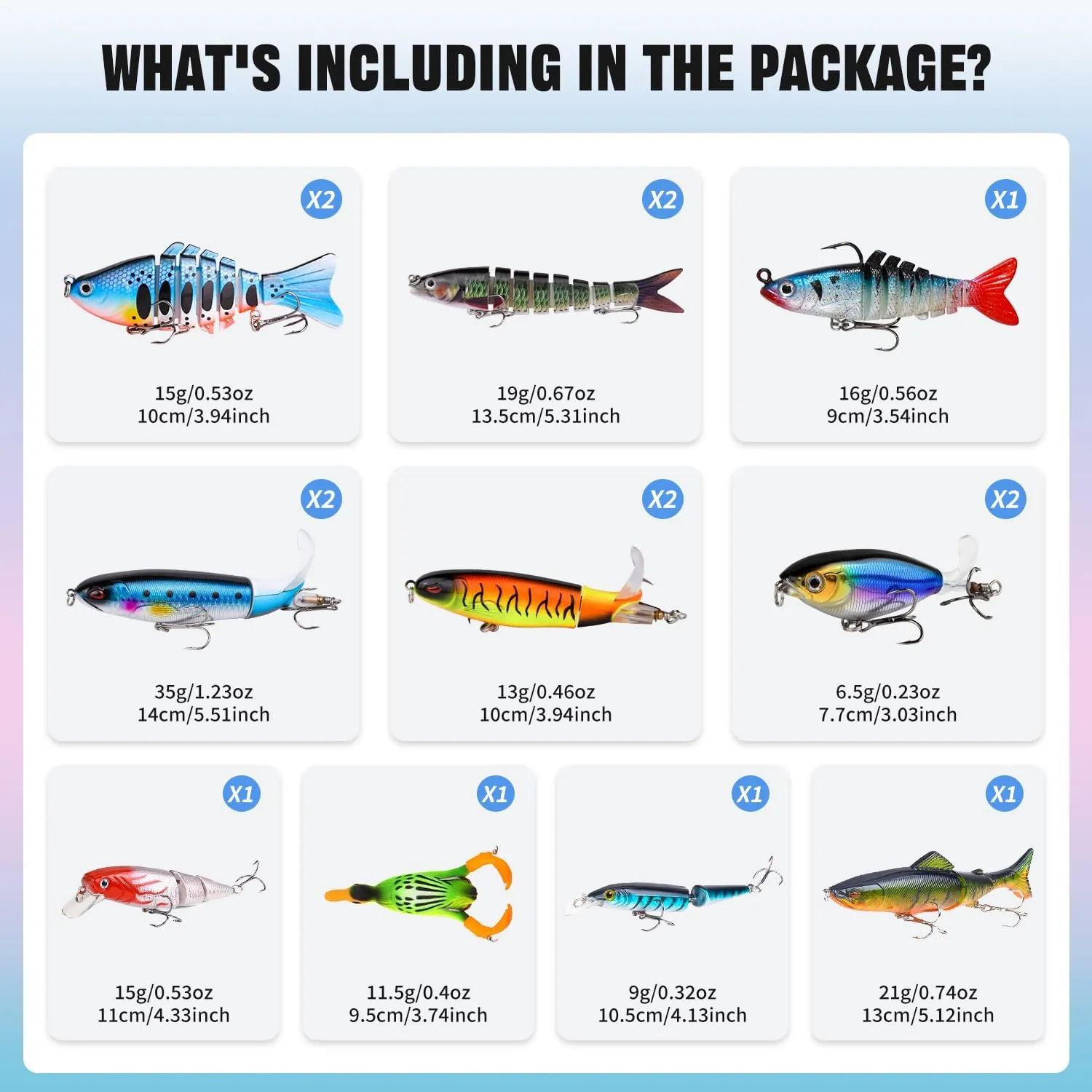 Fishing Artificial Lures Kit Mixed Including Front Diving Fin Minnow Surface Popper Crank Baits Pencil VIB with Hook and Soft Lures Accessories for Saltwater Freshwater Trout Bass Tackle Gift Set