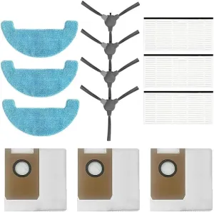 Fit For Loorow AT800 Robot Vacuum, 13pcs 4 Side Brushes 3 Filters & Mop Pads, Vacuum Parts & Accessories Fit For Loorow AT800 Accessories 3-In-1 Robot Vacuum