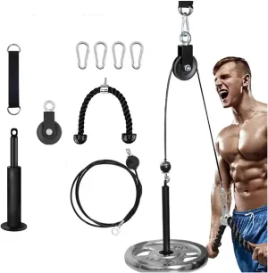 Fitness LAT and Lift Pulley System,Gym LAT Pull Down Cable Machine Attachments, Loading Pin, Handle and Tricep Rope, for Comprehensive Fitness Training
