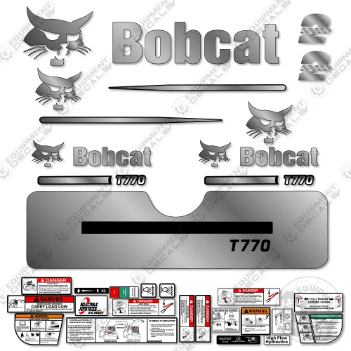 Fits Bobcat T-770 Compact Track Loader Decal Kit (Straight Stripes) CUSTOM SILVER