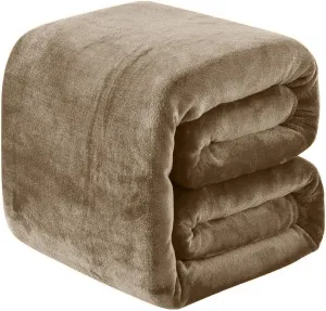 Fleece Blankets for All Season - Premium Lightweight Anti-Static Throw for King Size Bed Extra Soft Brush Fabric Warm Sofa Thermal Blanket 90" x 108"(Taupe)