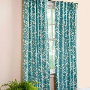 Floral Damask Rod-Pocket Homespun Insulated Curtain Panel, 42"W x 96"L