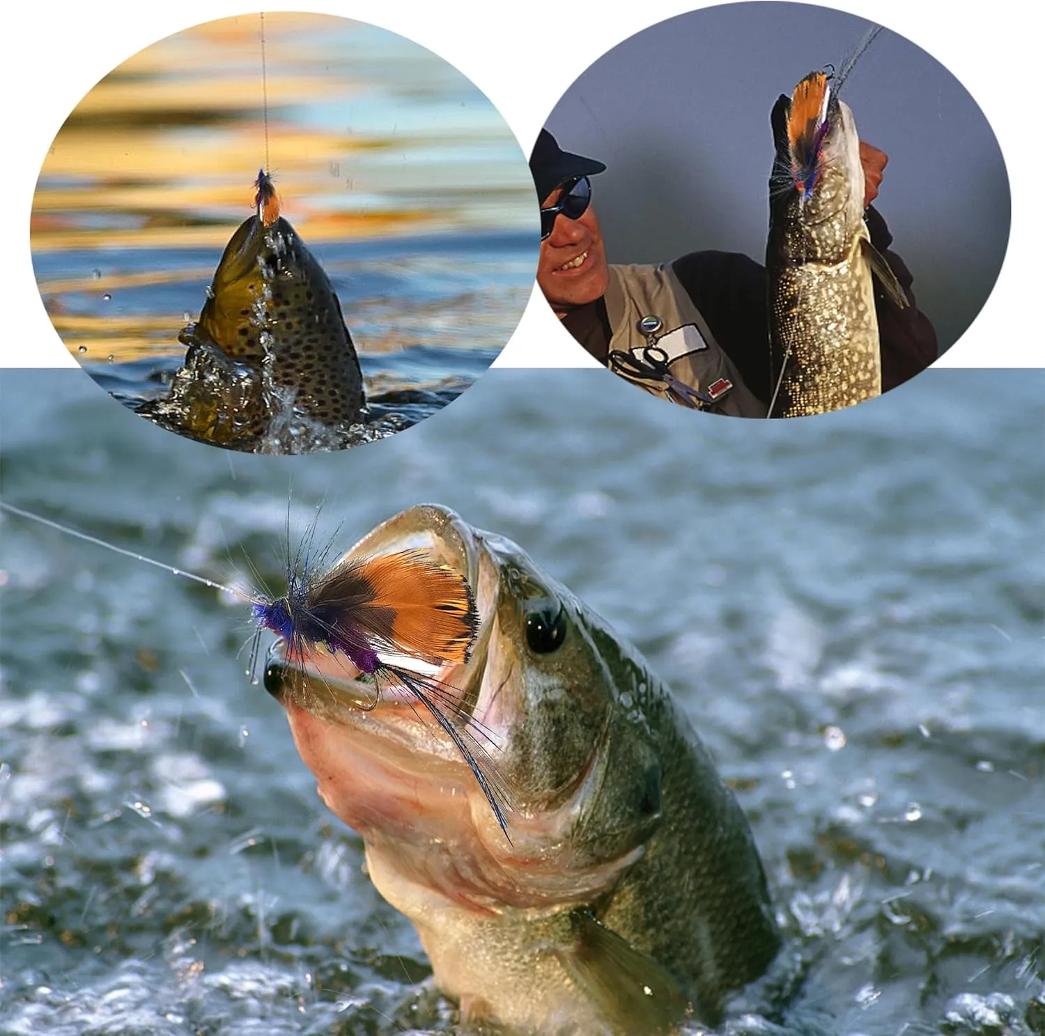 Fly Fishing Flies Kit-12pcs/32pcs/48pcs/64pcs Trout Flies Fly Fishing Lures with Fly Fishing Box Fly Fishing Assortment Kit for Bass Fly Fishing Flies Dry Wet Flies
