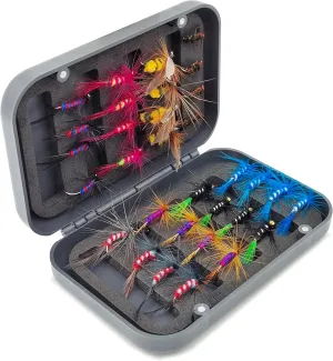 Fly Fishing Flies Kit-12pcs/32pcs/48pcs/64pcs Trout Flies Fly Fishing Lures with Fly Fishing Box Fly Fishing Assortment Kit for Bass Fly Fishing Flies Dry Wet Flies