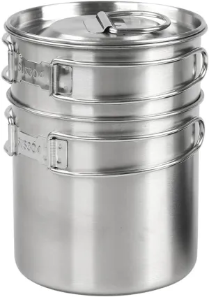 Foldable Camping Cups Set, 304 Stainless Steel Cooking Pot Portable Camping Cookware
