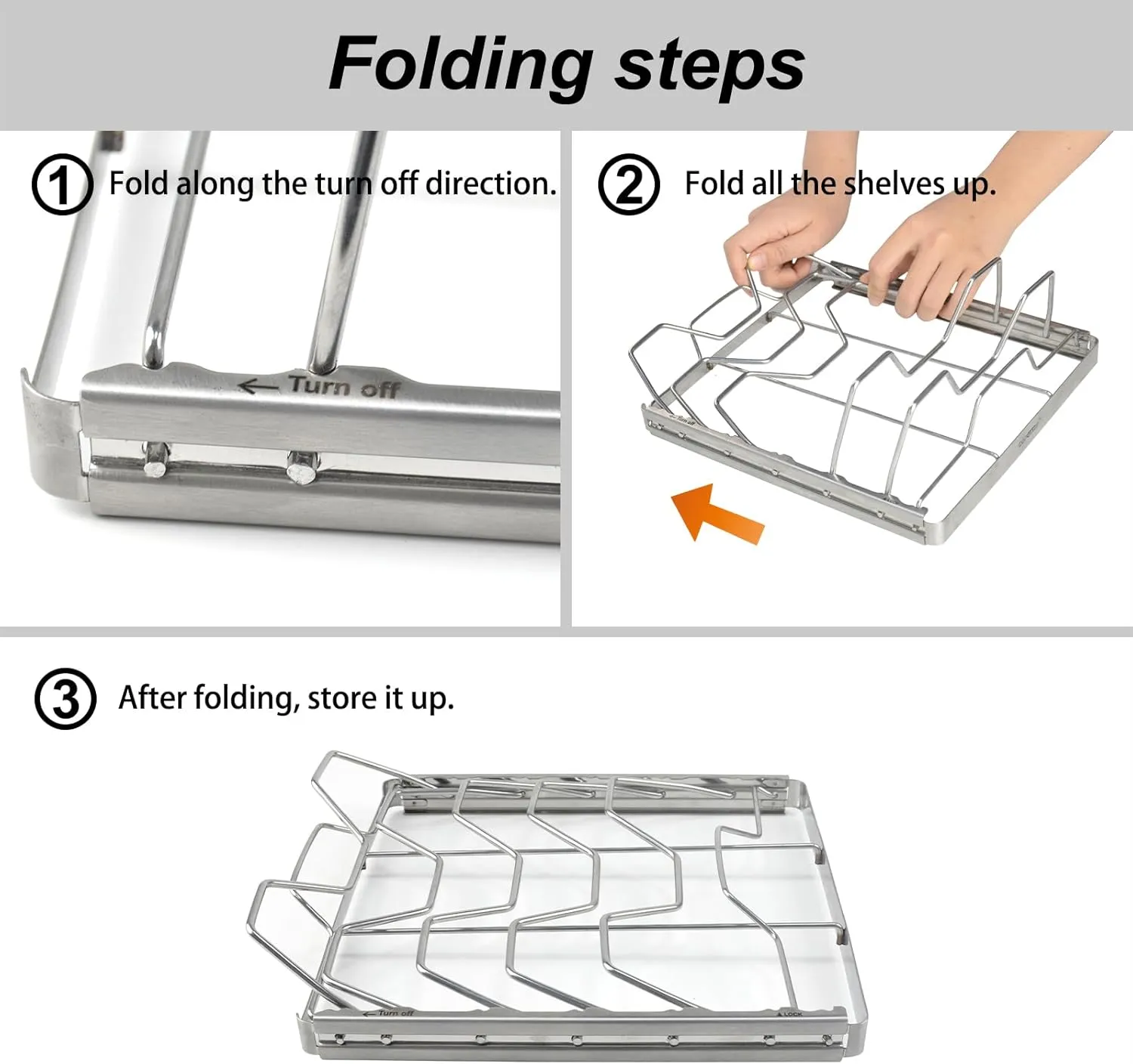 Foldable Rib Rack for Smoking, Stainless Steel 10 in Rib Rack with 2 Meat Shredder Claws, and Stainless Steel Serving Tray & Racks, Perfect for Grilling, BBQ Accessories
