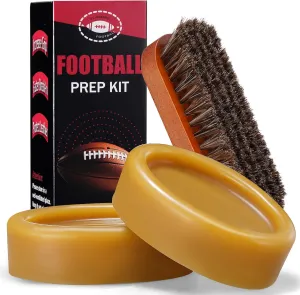 Football Prep Kit - for Secure Grip & Improved Tack, Football Accessories & Leather Football Mud - Designed for Professional & Youth Football Players, Complete Set with 2 Wax Bars & 1 Brush