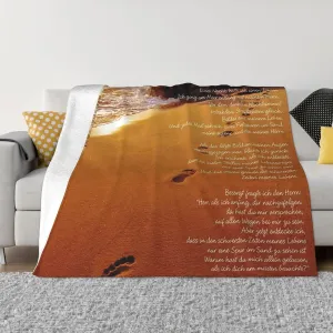 Footprints in The Sand Poem.Webp 60"X50" Flannel Blanket - 100% Soft Polyester, Lightweight and Warm, Suitable for Families, Camping, Travel