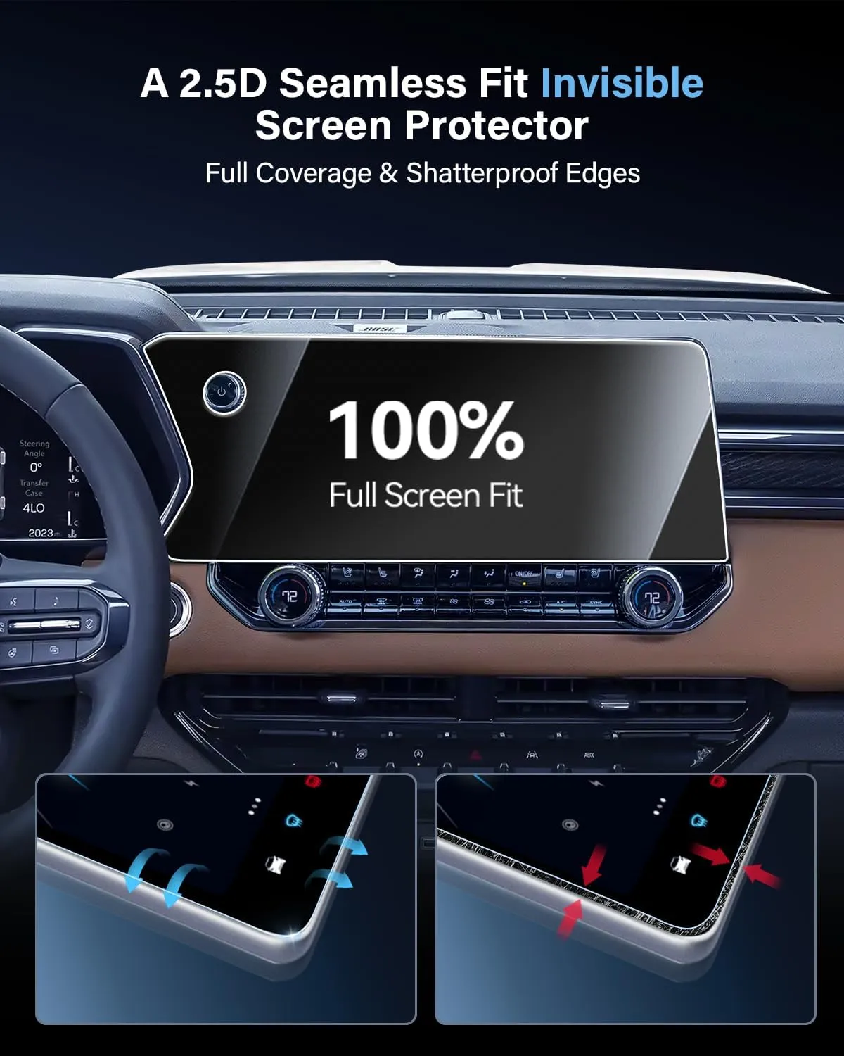 For 2023-2025 Canyon (AT4/Denali/AT4X/Elevation) Screen Protector 11.3 Inch Glossy Tempered Glass Touchscreen *1 Accessories 9H Hardness Glass - No More Scratch&Fingerprint