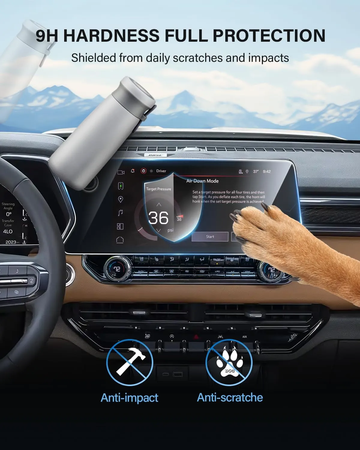 For 2023-2025 Canyon (AT4/Denali/AT4X/Elevation) Screen Protector 11.3 Inch Glossy Tempered Glass Touchscreen *1   Nano Dashboard *2 Accessories 9H Hardness Glass - No More Scratch&Fingerprint