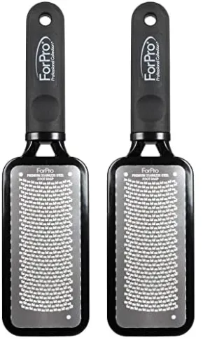 ForPro Premium Stainless Steel Foot Rasp, Colossal Foot File & Callus Remover, Instantly Removes Calluses & Smooths Cracked Heels, 10.75" L x 2.75" W, Black (Pack of 2)